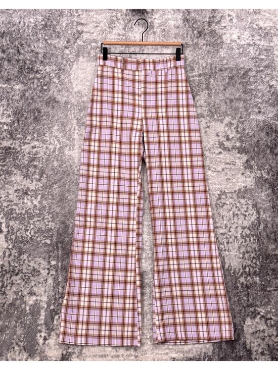 Free People Denim - Free People Jules Pants 4 Womens Plaid Wide Leg Retro